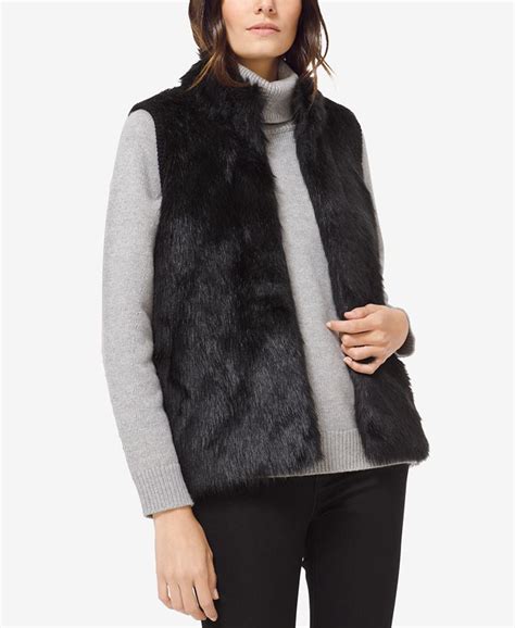 michael michael kors faux-fur-front sweater vest in regular &|faux fur vest.